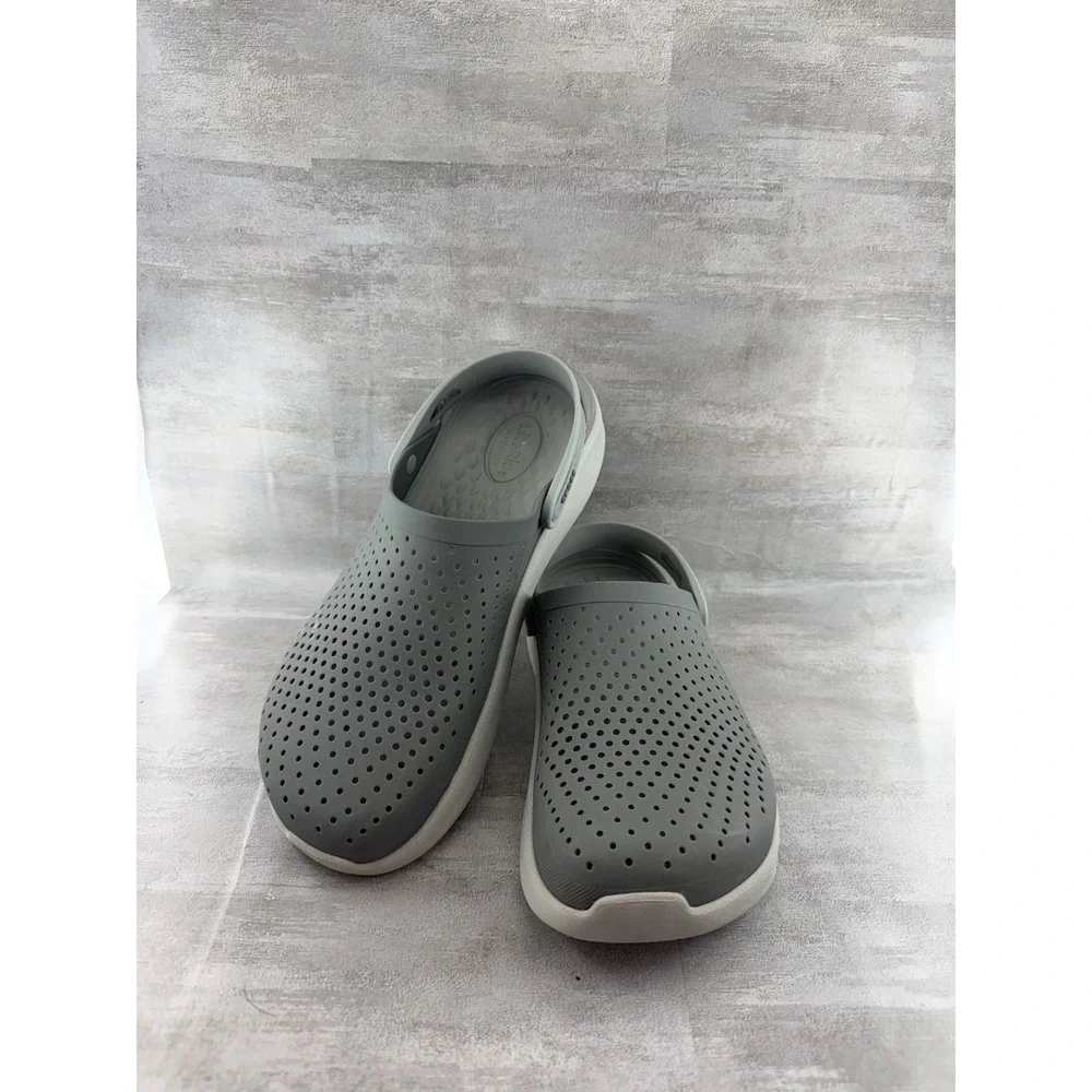 Crocs LiteRide Clog Men Sz 11 Slate Grey Almost White Comfort Shoes 204592